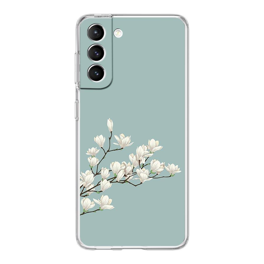 Phone Case For Samsung Galaxy S24 Plus S23 S22 S21 S20 FE Ultra 5G S10 S10E S9 Soft Clear Silicone Cover Flower