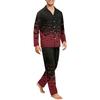 Men's Comfortable Button-Down Long Sleeve Pajama Set for Home Loungewear