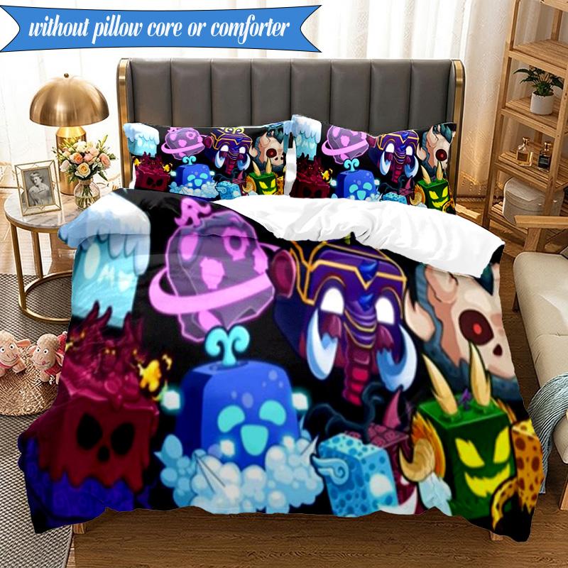 Colorful Cube Creatures 3pcs K-pop Music Group Bedding set,Ideal for Bedroom, Dormitory,Including Duvet Cover And 2pcs Pillowcases,Fan Gifts