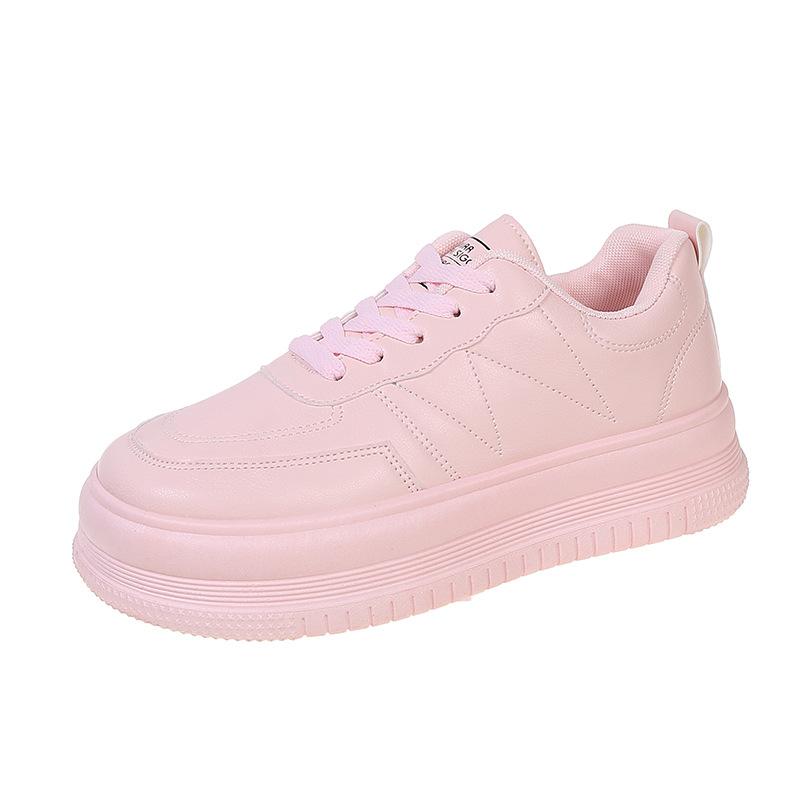 

Spring and autumn new thick-soled round head fashion low-top lace-up casual sports shoes student running board shoes tide 40 розовый
