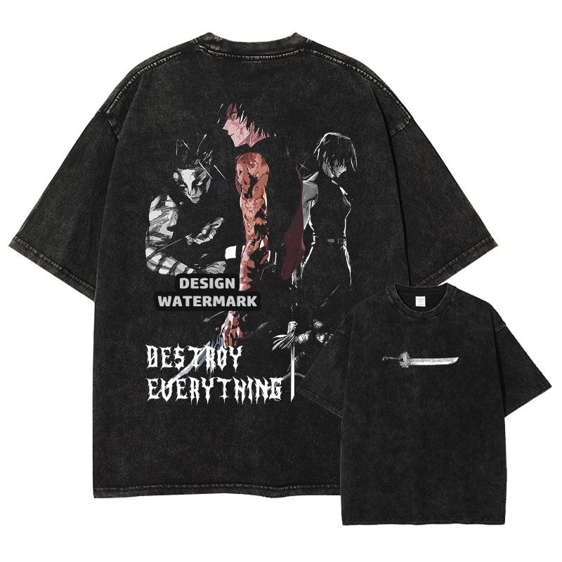 Anime Jujutsu Kaisen Tshirt Vintage Washed Hiromi Higuruma T Shirts Oversized Choso Short Sleeve Retro Mahito Tops Tees Unisex