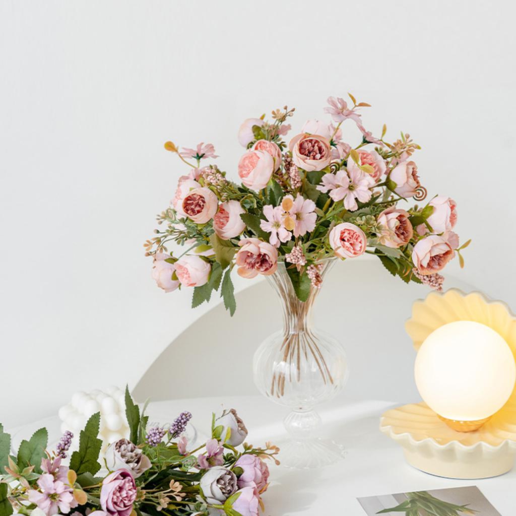 Silk Artificial Flowers Tea Bud Roses Peony Decor Wedding Wall Bridal Bouquets Home Vase Fillers Garden Party Pretty Decorations