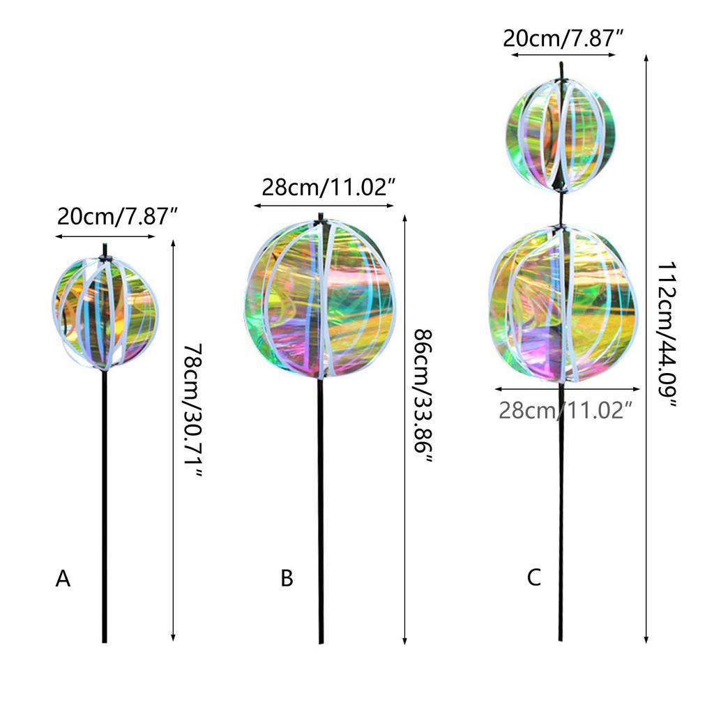 Reflective Windmill Pinwheels with Stakes for Garden Decor Bird Devices Deterrent Scare Birds Away from Yard Patio Farm
