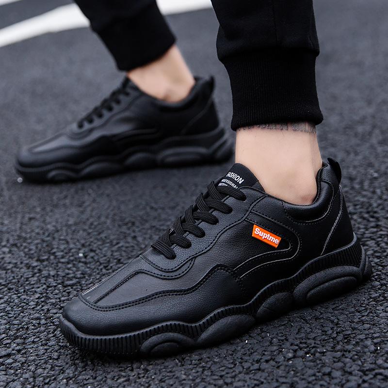 Shoes men's autumn and winter new casual sports shoes Korean version of the trend student bear sole men's board shoes waterproof leather shoes