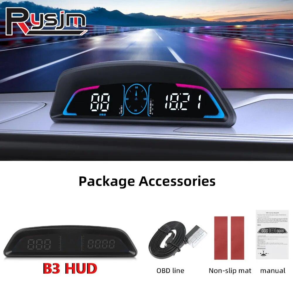 

HD B3 Hud проекционный дисплей OBD2 GPS Smart Car HUD автоматический цифровой спидометр об/мин напряжение охранная сигнализация электронные аксессуары