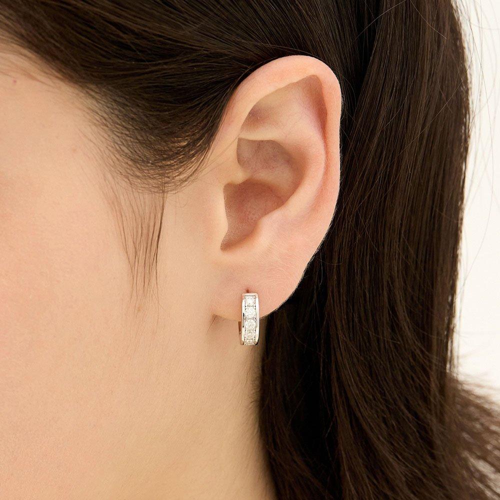Essence Silver (W) Moissanite Single Wave One-Touch Earrings Hl4E52442W9Xxx