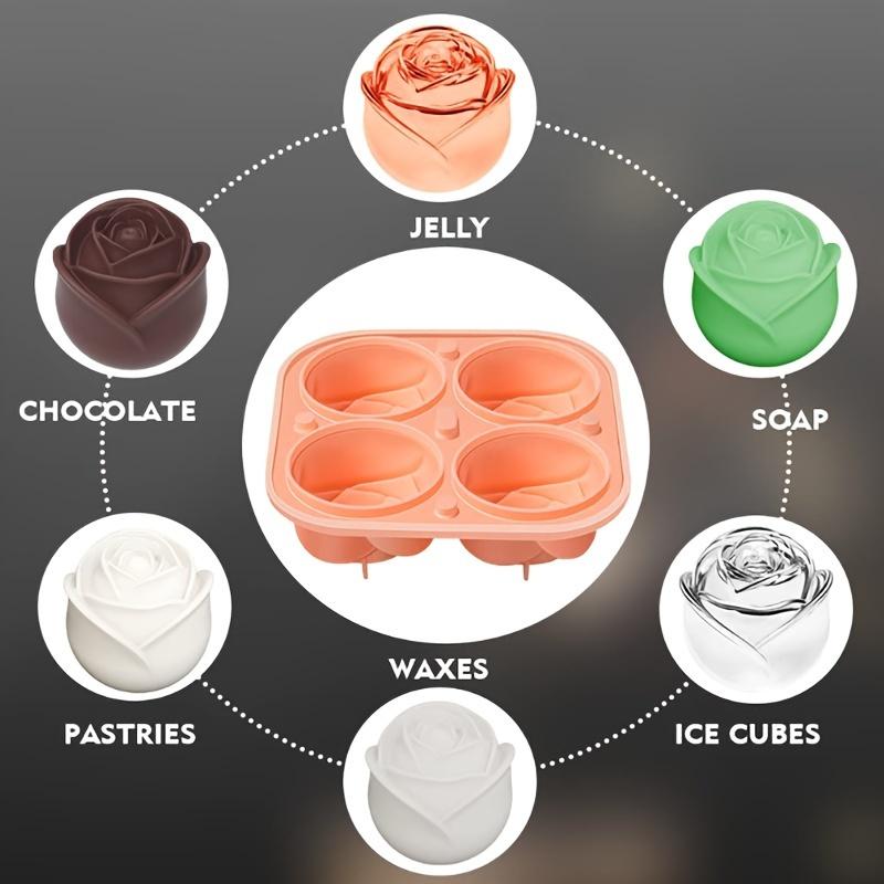 1PC Elegant Rose Shaped Ice Cube Mold Reusable Food Grade Silicone IceTray Ice Ball Mold for Effortless Dessert Summer Drinks