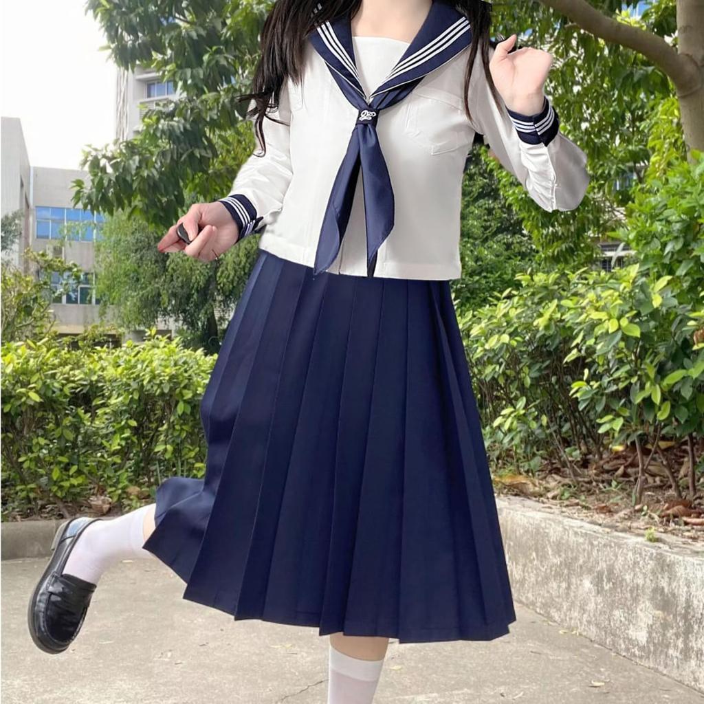 FARFADET Sailor Suit Cosplay Dance Performance New School Costume Set JK Uniform 3-Piece (XXXL)