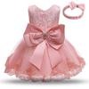 Baby Girls Lace Embroidery Dress With Headwea
