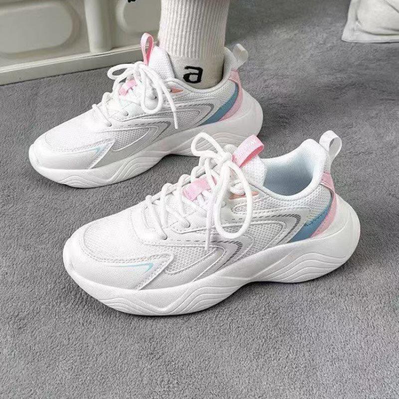 

Student breathable sneakers women s new autumn mesh lightweight running little white shoes platform dad shoes 40 розовый