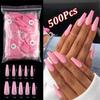 500pcs Ballerina UV Gel Beauty Tools Coffin Fake Nails False Nail Tips Full Cover Manicure