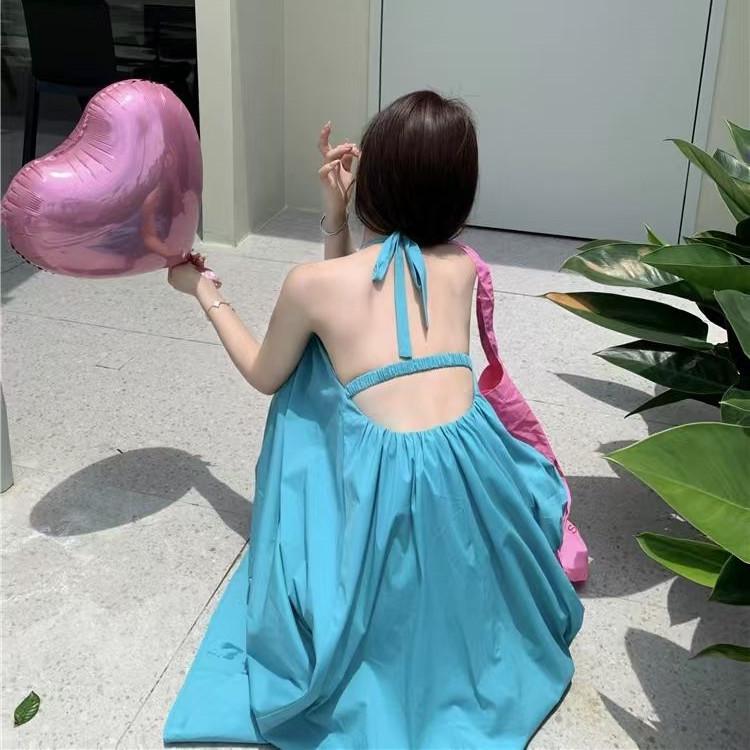 Summer Sanya Halter Neck Backless Beach Dress for Thailand Holiday Photos