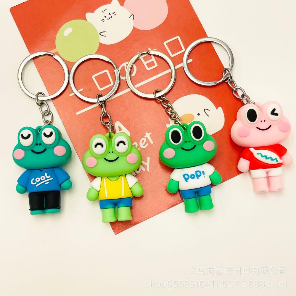 Cute Kawaii Cartoon Frog Keychain Women Girls Fashion Bag Charm Keyring Animal Accessories Gift