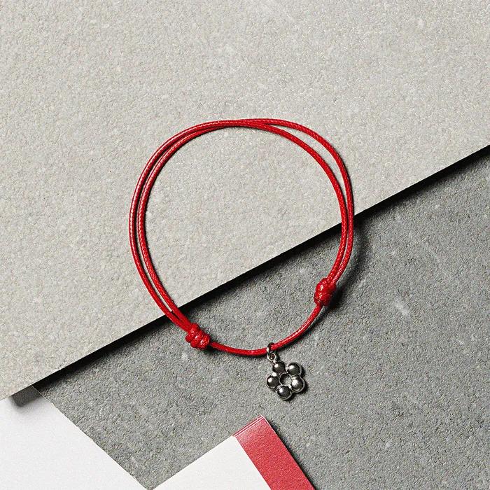Donut Flower Pendant String Knot Bracelet (C2503AC1353_RD)