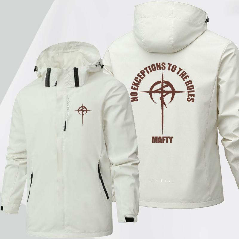 Men's outdoor jacket for autumn and winter, windproof, rainproofmulti-functional hoodsuitable for hiking and climbing printed design waterproof jacket