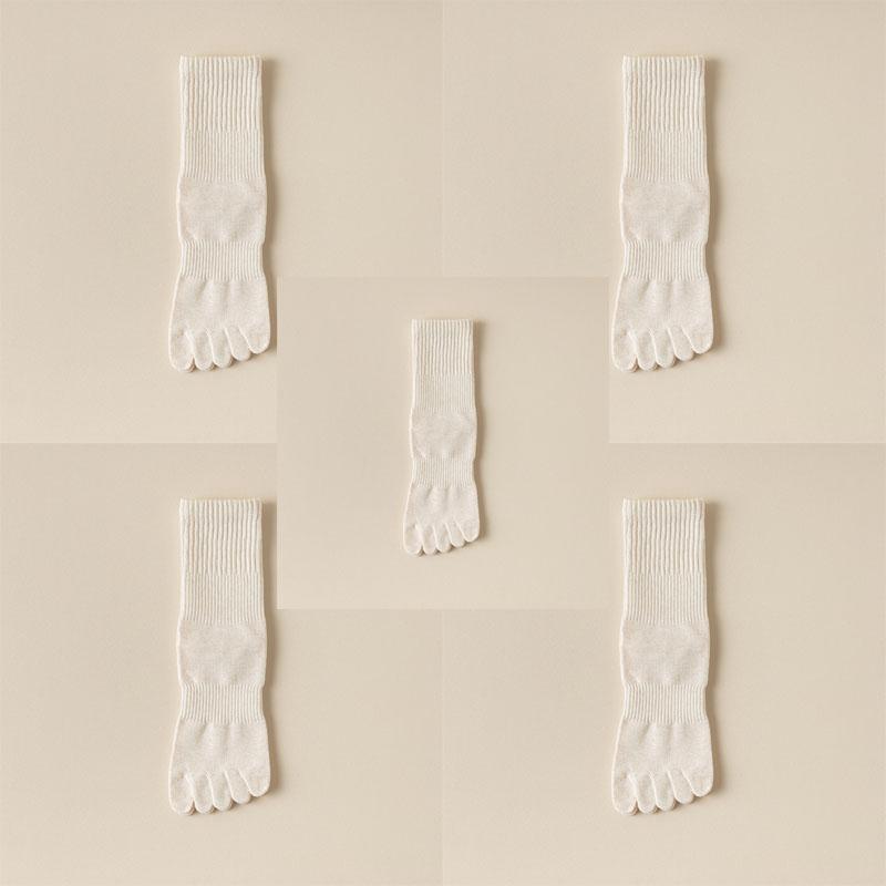 5 Perechi Șosete Femei Cinci Degete Bumbac Pur Culoare Solidă Dama Degete Separate Șosete Sport 2025 Primăvară Toamnă Șosete Degete