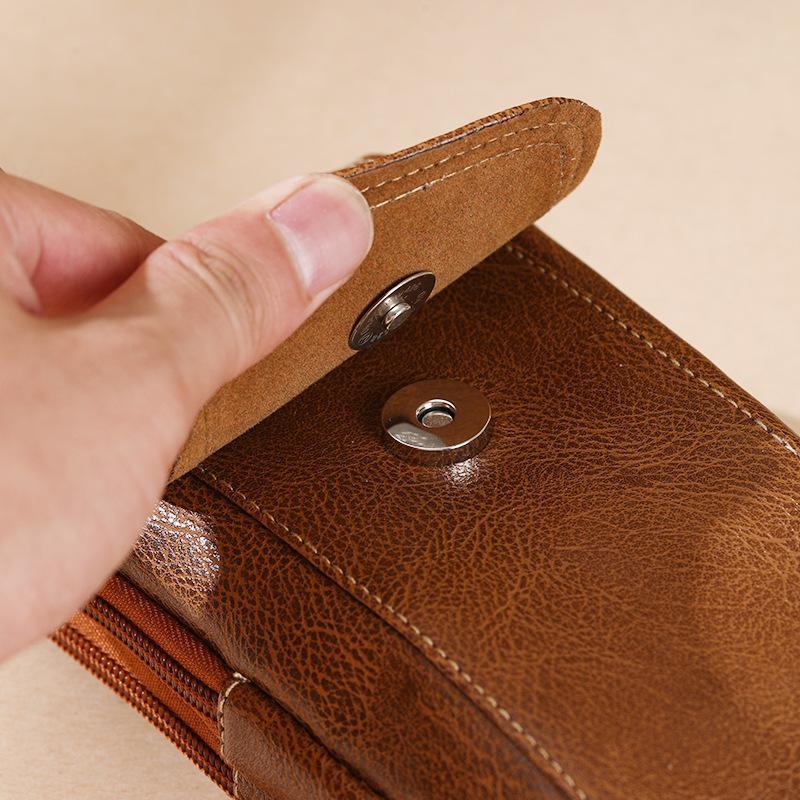 Pu Leather Crossbody Bag Versatile Style Simple Design Waist Bag Multiple Pockets Leather Case Messenger Bag Outdoor Work
