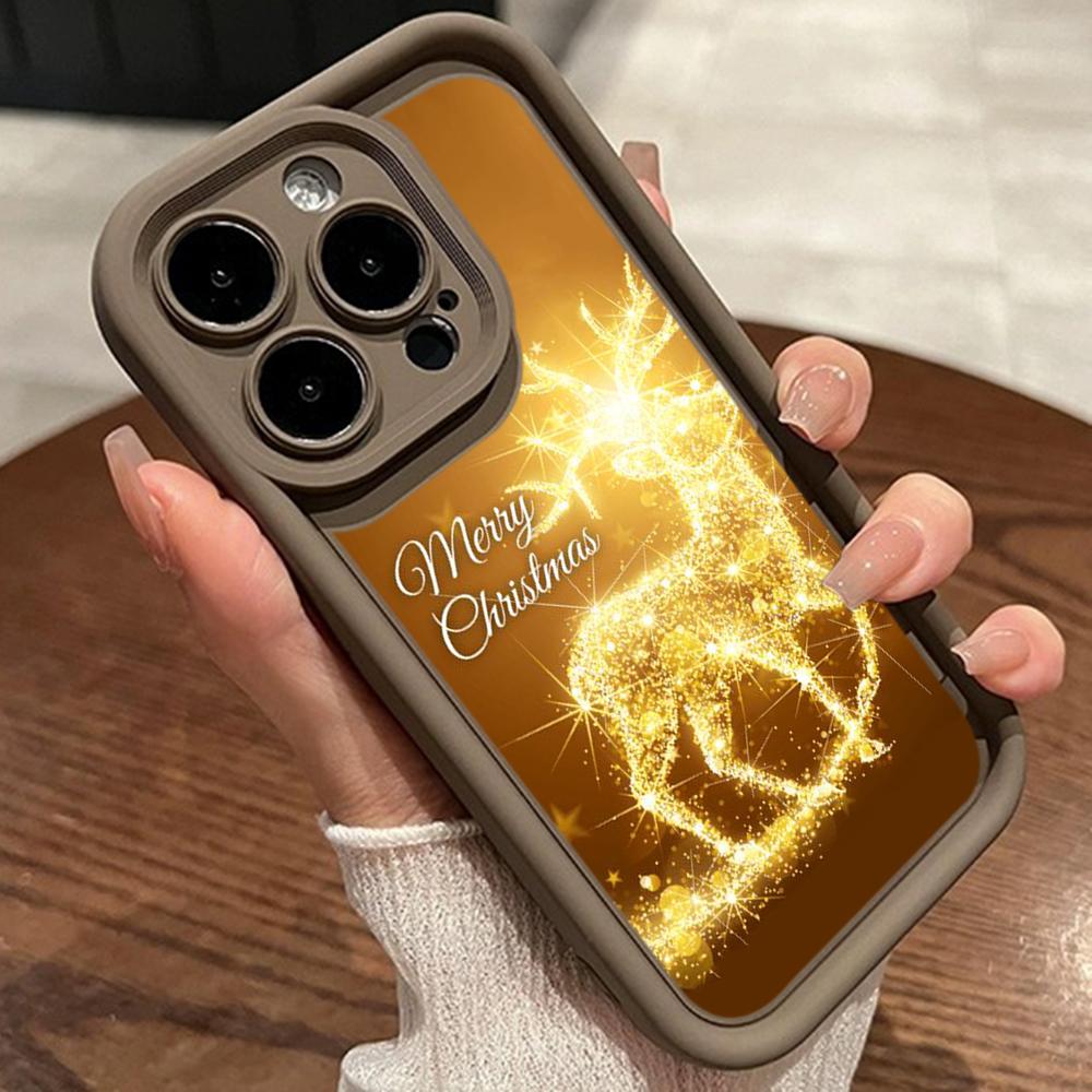 Ae121 Merry Christmas Santa design art Phone Cases for iPhone 16 14 13 11 Pro Max 15 7 8 6 Plus 12 mini XR XS Max SE Angel Eye Ladder Protective Cover