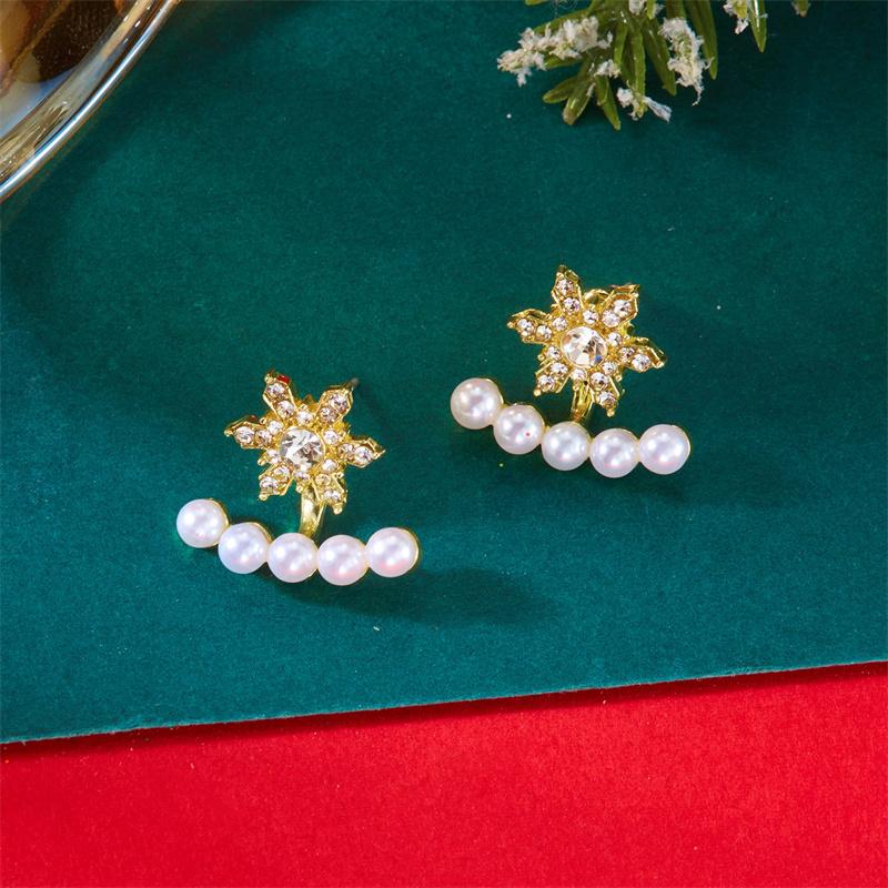 New Elegant Shiny Rhinestone Snowflake Drop Earring for Women Shiny Crystal Zircon Flower Dangle Earring Christmas Party Jewelry