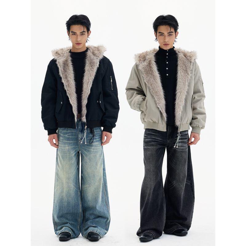 Kisko Winter Trendy Brand Reversible Flight Cotton Jacket for Men and Women with a Sense of Design, Warm and Thick Hooded Coat