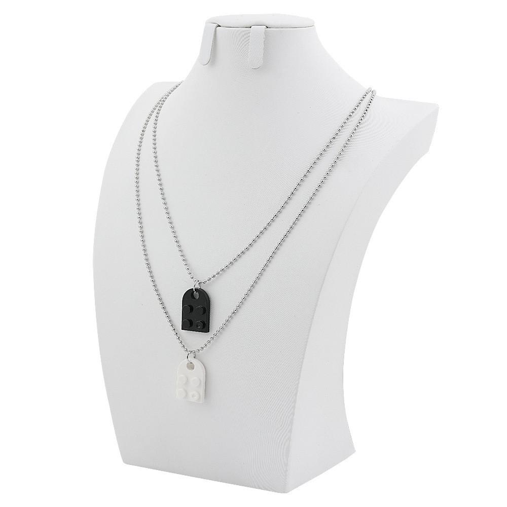 Creative Geometric Couple Necklace Set With Unique Black And White Design For Stylish Fashion Lovers