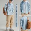 Drsshnx Denim Long Solid Casual Stylish and Light Size Perfect for Spring and Autumn Men's Shirt, Sleeve, Denim, Shirt, Elegant, Breathable, Blue,