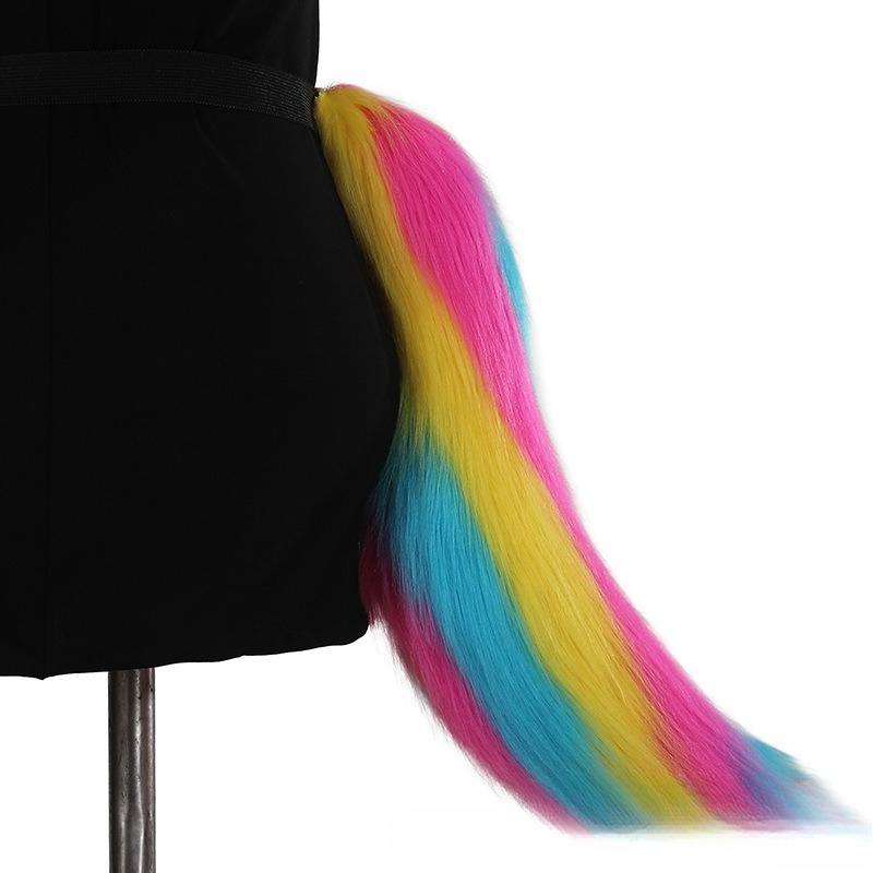 Sztuczne Futerka Ogon Zwierzęcy Lisy Koty Pies Ogon Wilka Halloween Kostium Cosplay Akcesoria Imprezowe Regulowany Futrzany Ogon Kota Lisa