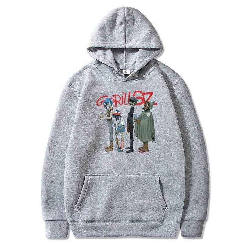 Music Band Gorillaz PUNK ROCK Hoodie Women Hoodie 90s V-neck Hoodie Short Sleeve Hoodie Clothes Vintage Clothing