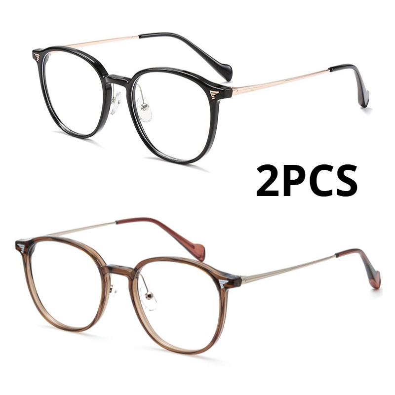 

2Pcs Vintage Ultralight Rice Nail Myopia Glasses Women Oval Tea Small Frame Nearsighted Eyewear +2.0