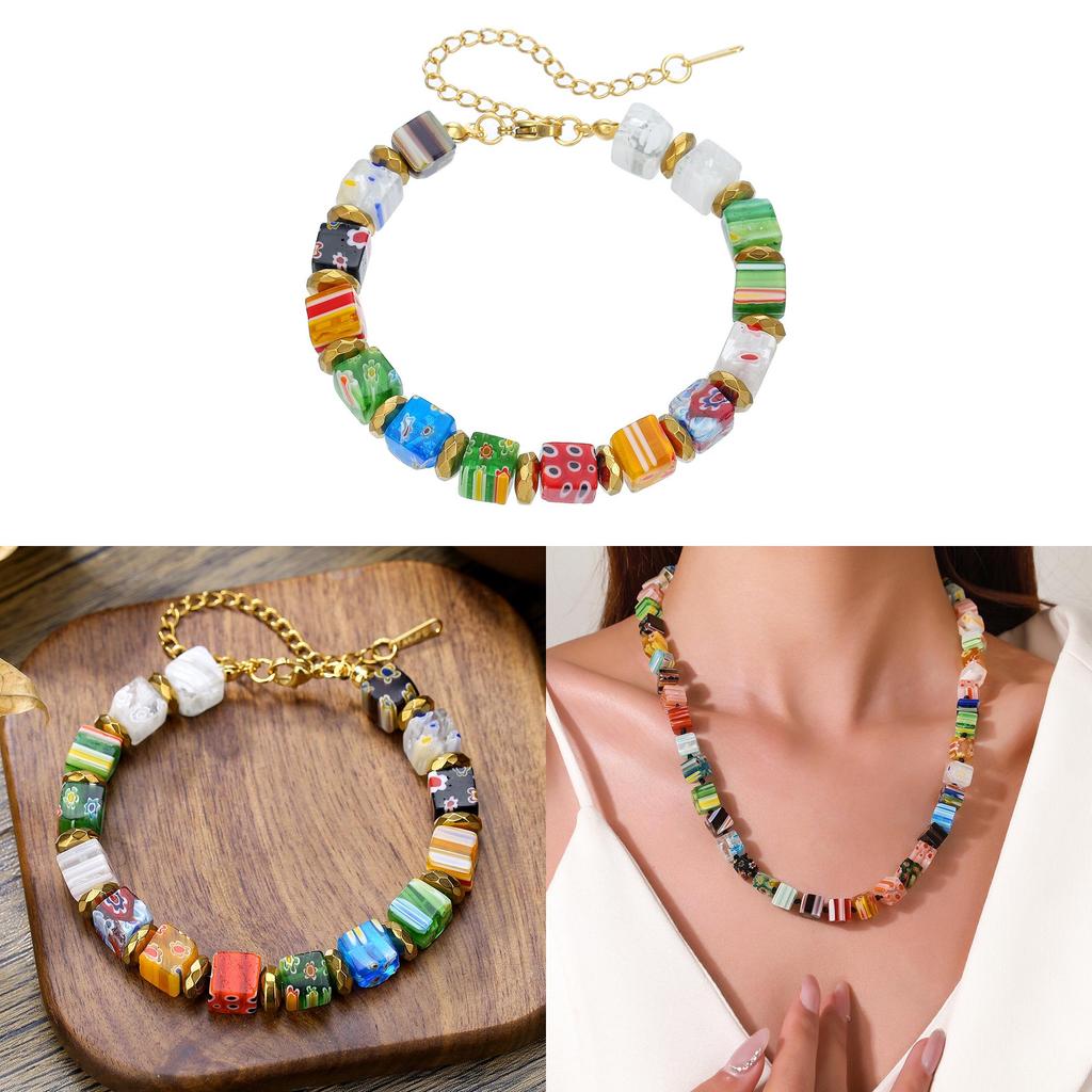 Gioielli fatti a mano in Vetro di Murano Millefiori con Stile Geometrico per Regalo, Viaggio, Occasione