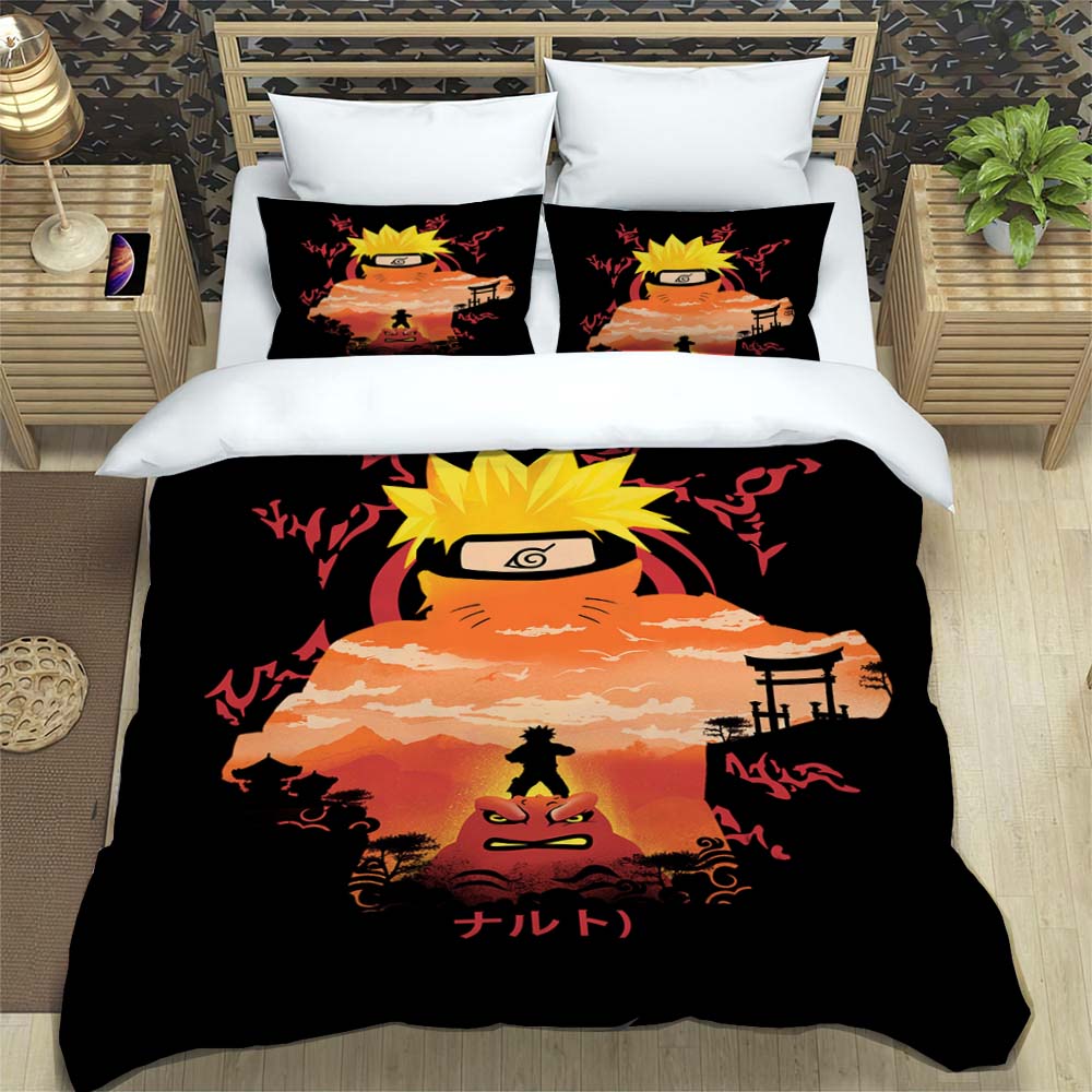 Naruto Pattern Quilt Cover With Pillowcases 3D Digital Printed Bedding Set Twin Full Queen King Children'S Gift
