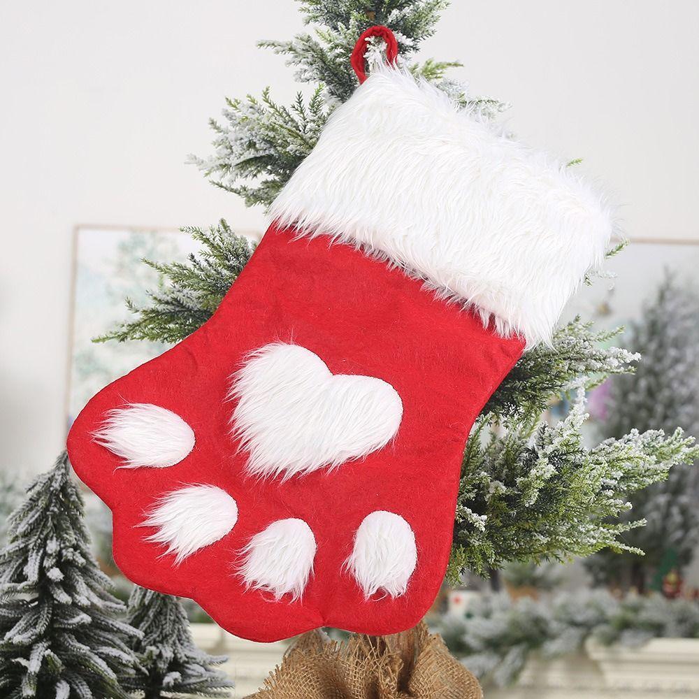 Non-woven Fabric Dog Claw Christmas Stocking Hairy Christmas Tree Pendant  Fireplace