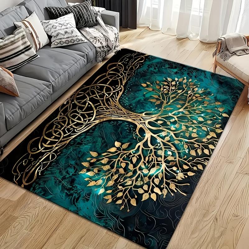 VIKAMA Tree Of Life Print Entrance Mat Living Room Bedroom Decorative Rug Machine Washable Home Furnishings