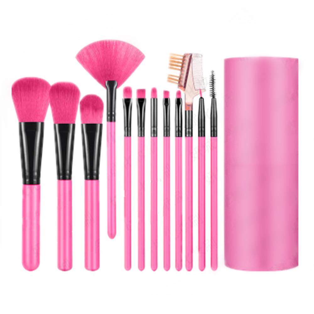 

12 шт. наборы кистей для макияжа, инструмент для теней для век, основа для бровей, кисть для губ, косметика, кожаная чашка barrel