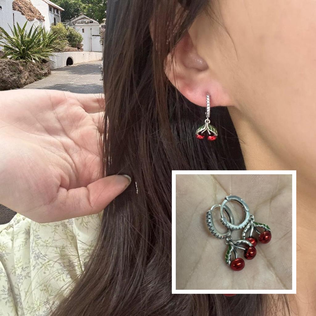 Bird Cross Black Cat Butterfly Cherry Moon Earrings Fit Women's Jewelry Lover's Holiday Birthday Gift 925 Silver