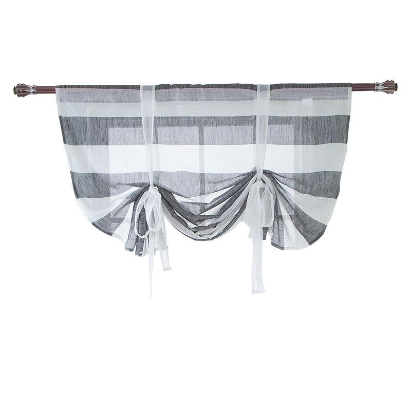 Roman curtain gauze curtain blue strip gray strip gauze curtain