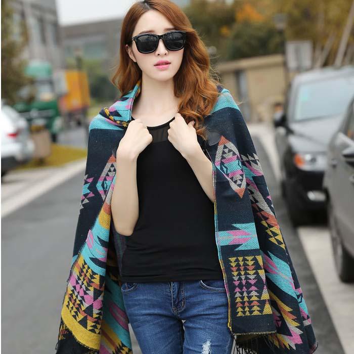 Bohemian Ethnic Hooded Cape Shawl - Women's Autumn/Winter Yunnan & Korean Style