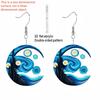 1 pair of Van Gogh starry sky pattern acrylic earrings, moon black cat unique ladies earrings, very suitable for daily party wea