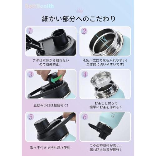 BottHealth Insulated Water Bottle, 1 Liter (1000ml), Direct Drinking, Leak-Proof, SUS304 Stainless Steel Vacuum Insulated Sports Bottle, Lightweight,