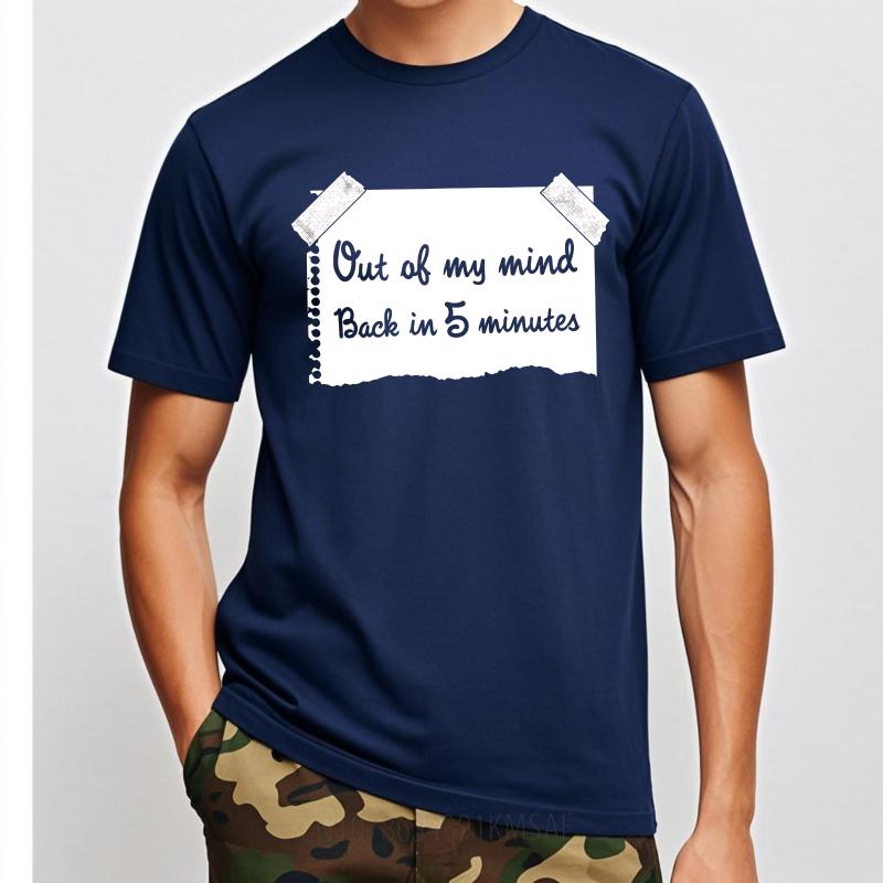 Streetwear Summer For Her Tshirt Out Of My Mind Back In 5 Minutes Short Sleeve Cotton Crew Neck Tshirt Cotton Top Tees