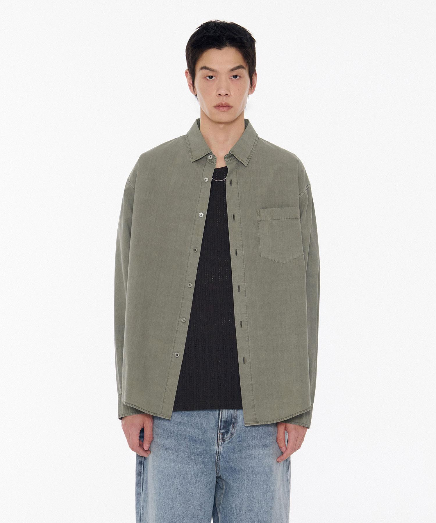 Musinsa Standard Relaxed Cotton Tencel Pigment Shirt [Dusty Khaki] Dusty Khaki / 2Xl