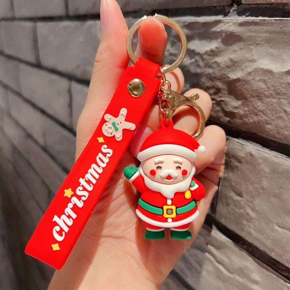 Santa Claus Key Holder 3D Doll Keychain Christmas Series Keychain Car Keys Ring New Year Keychain