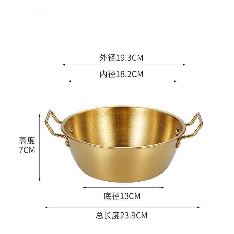 Salad Bowl  304 Stainless Steel with Double-ear Anti-scalding Handle Instant Noodle Bowl Salad Snack French Fries Bowl