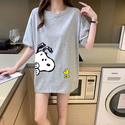 Cartoon Pattern Short-sleeve T-shirt for Women, Mid-length, 2026 New Summer Loose Top