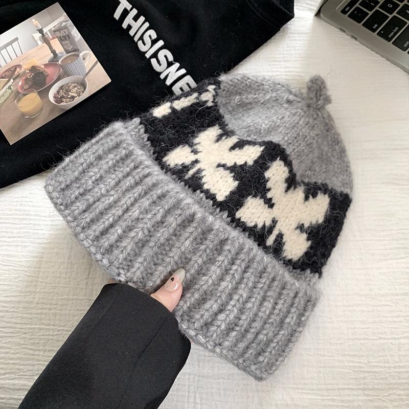 Retro Woolen Hat for Women in Autumn and Winter Large Head Circumference  Face Showing Small Cold Hat  Warm and Thickened Ear Protection Knitted Hat