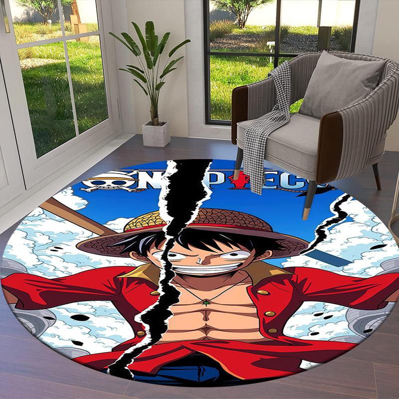 One Piece Monkey D Luffy Round Area Rug Carpet Rug For Living Room Bedroom Sofa Playroom Decor Nonslip Floor Mat