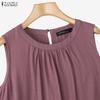 ZANZEA Women Summer Solid Color Loose Casual Sleeveless Tank Tops