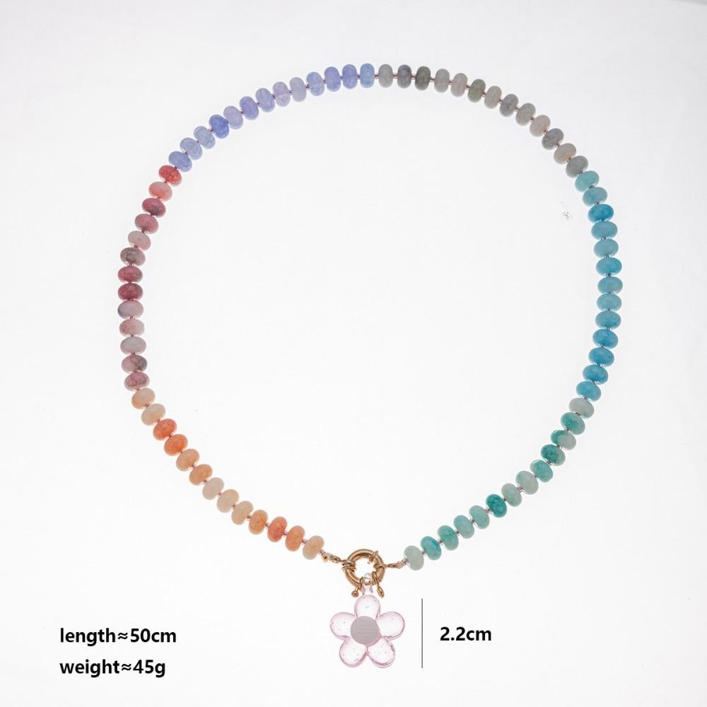 Bohemian Rainbow Beaded Necklace Ocean Style Choker Necklace New Flower Pendant Necklace  Jewelry