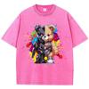 Womans Cotton Washed T-Shirts Fashion Loose O-Neck Tees Mech Warrior Bear Printing Short Sleeve Female Clothes