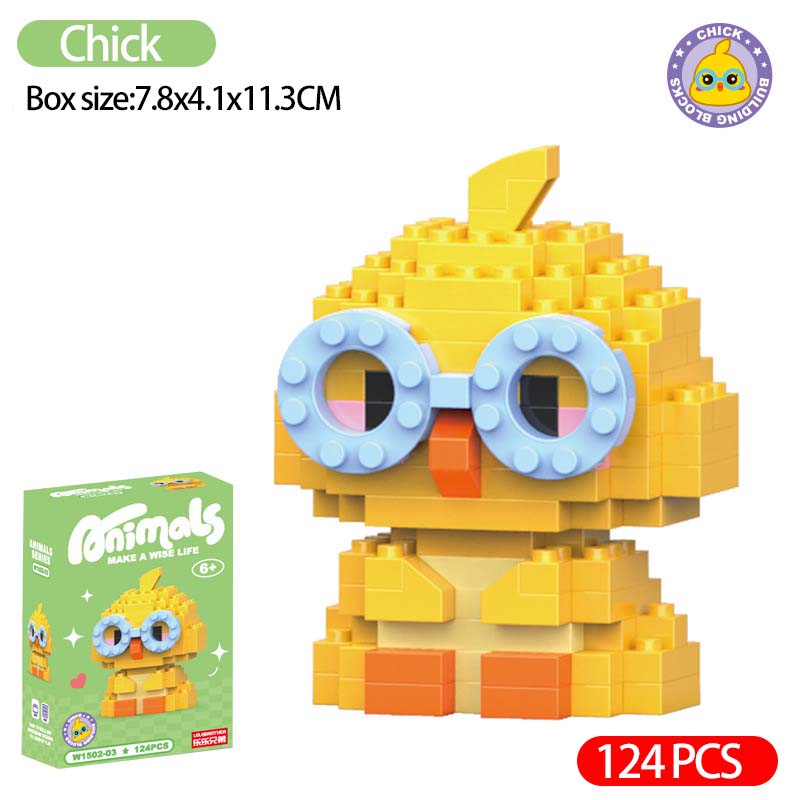 Children Cute Animal Micro Building Block Mini Model Bricks Educational Toys Cartoon Lion Chick Bricks Kids Puzzle Boy Girl Gift